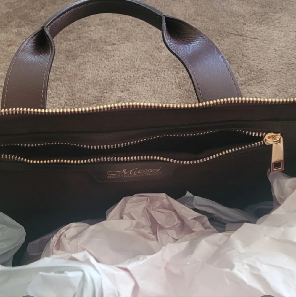 Massi Stil Dark Brown Leather Duffel Bag, Classic Travel Weekender Italian Made.